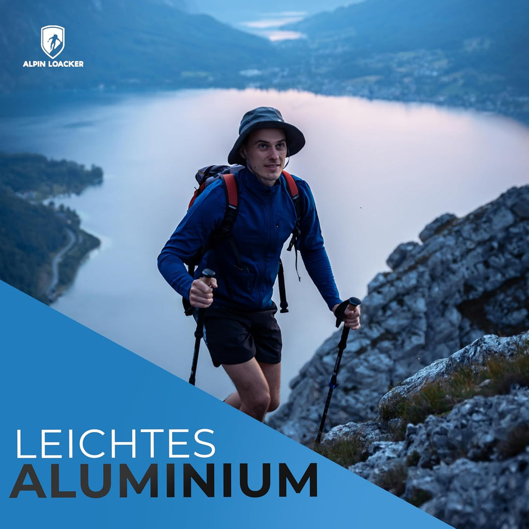 Alpin Loacker Teleskop Wanderstöcke Carbon &amp; Aluminium mit Korkgriff I Leichte Nordic Walking Stöcke