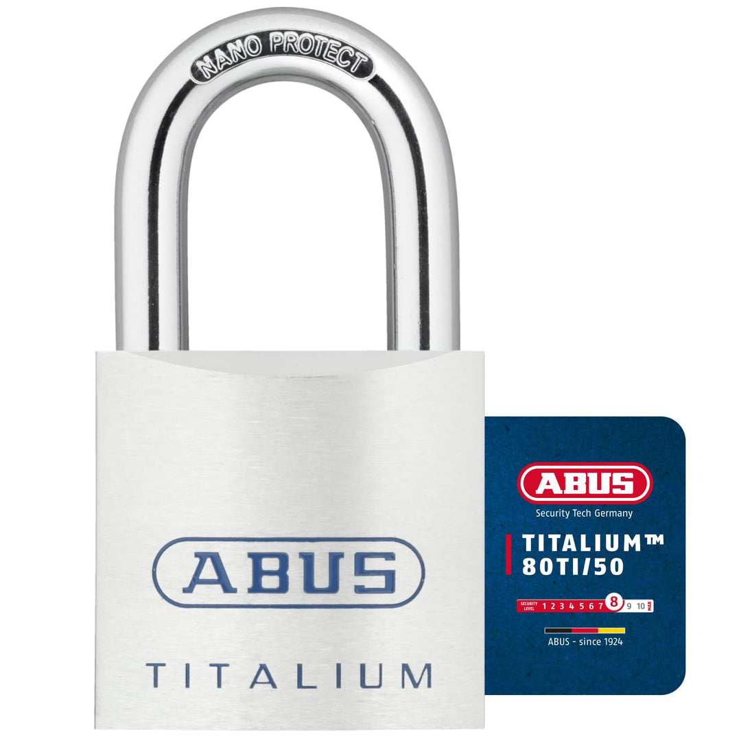 ABUS Titalium Vorhängeschloss 80TI/50 - Kellerschloss mit leichtem, massiven Schlosskörper aus Spezi