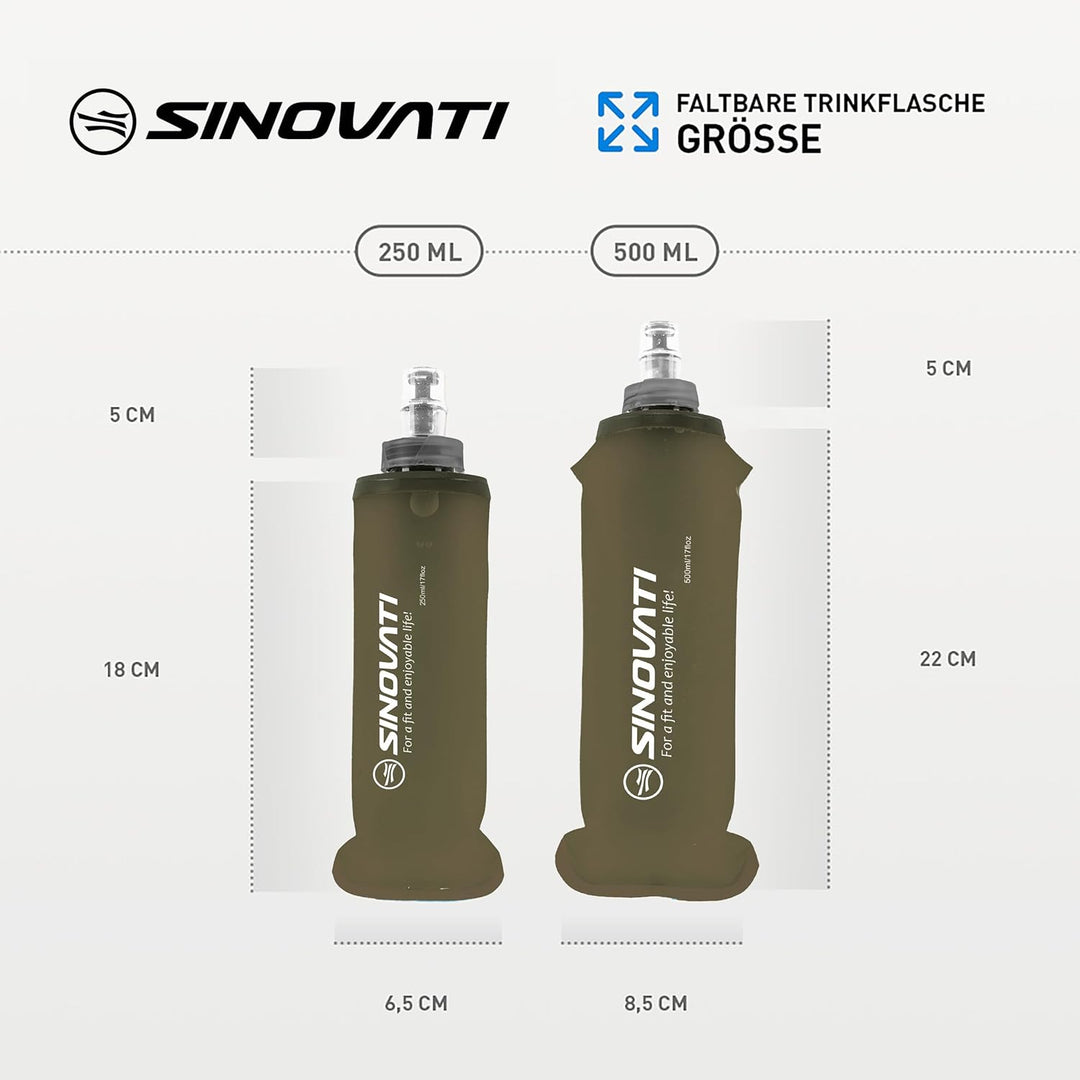 SINOVATI® TPU Faltbare Trinkflaschen, Soft Flask, Wasserflasche BPA-Frei Sportflasche für Trinkrucks