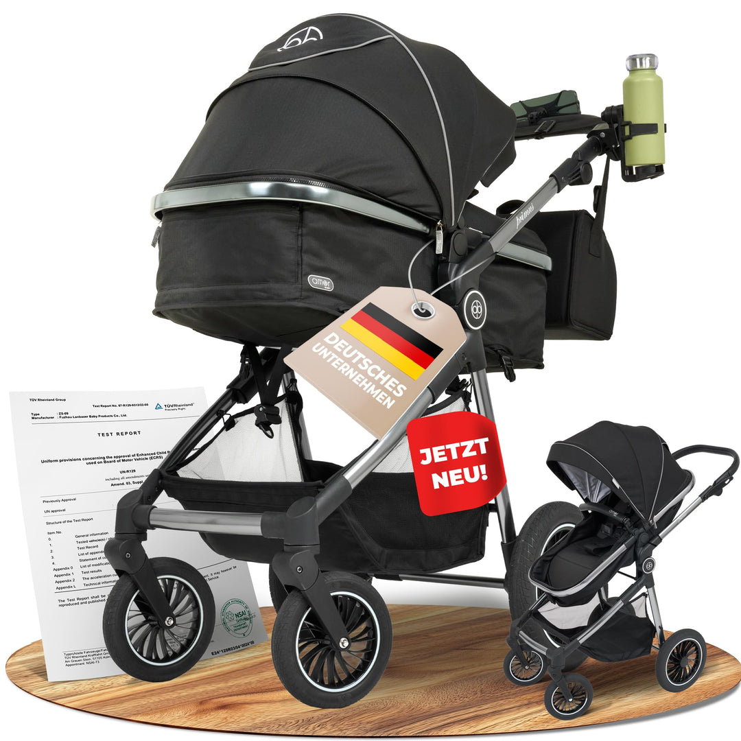 Kinderwagen 2 in 1 [Babywanne & Sportsitz] Buggy mit Aluminium-Gestell | Kinderbuggy Höhenverstellba