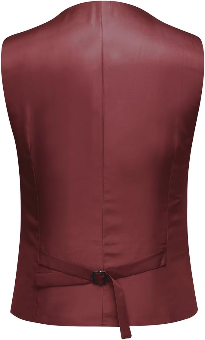 Anzug Herren Slim Fit 3 Teilig Anzüge Herrenanzug Sakko für Hochzeit Business M Wine Rot, M Wine Rot