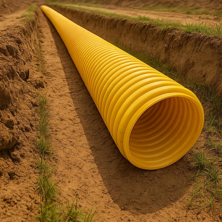 Drainagerohr DN50 10m gelb PP ungelocht | Entwässerungssystem Abflussrohr Drainageschlauch Entwässer