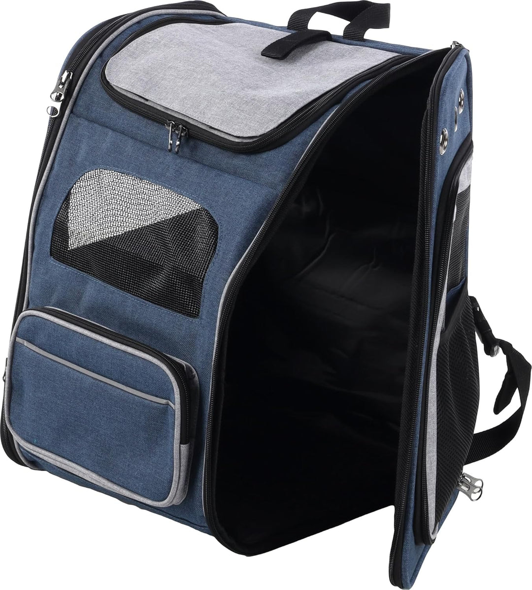Hunderucksack - Rucksack Manfred Blau – 31x33x43cm – Polyester – Abnehmbarer Boden – Sicherheitslein