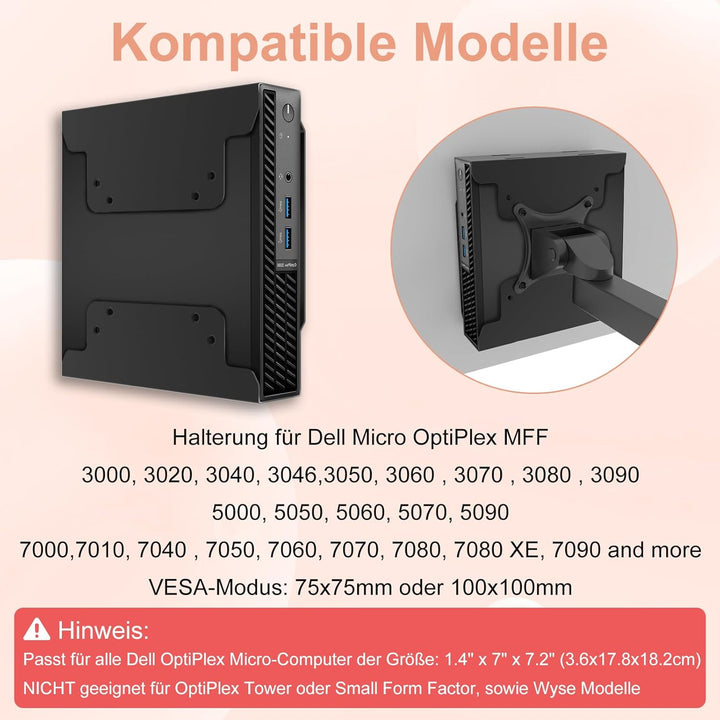 VESA-Halterung für Dell Micro PC VESA/Wand/Unter-Tisch Halterung für Dell OptiPlex Micro Form Faktor