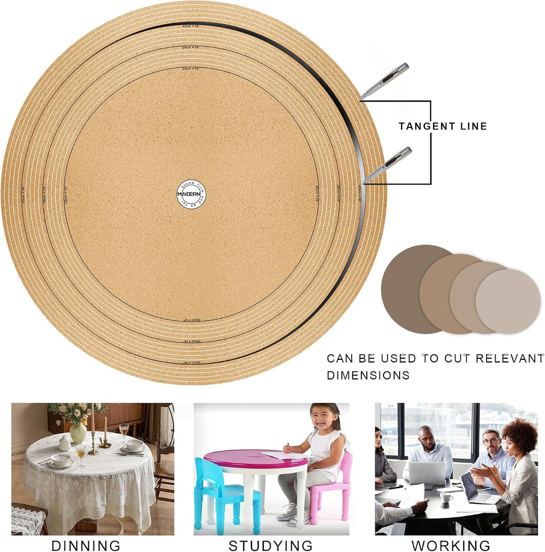 MAIDERN 45cm Runde Leder-Tischdecke mit integrierter Schnittlinie – Perfekt anpassbar für runde Tisc