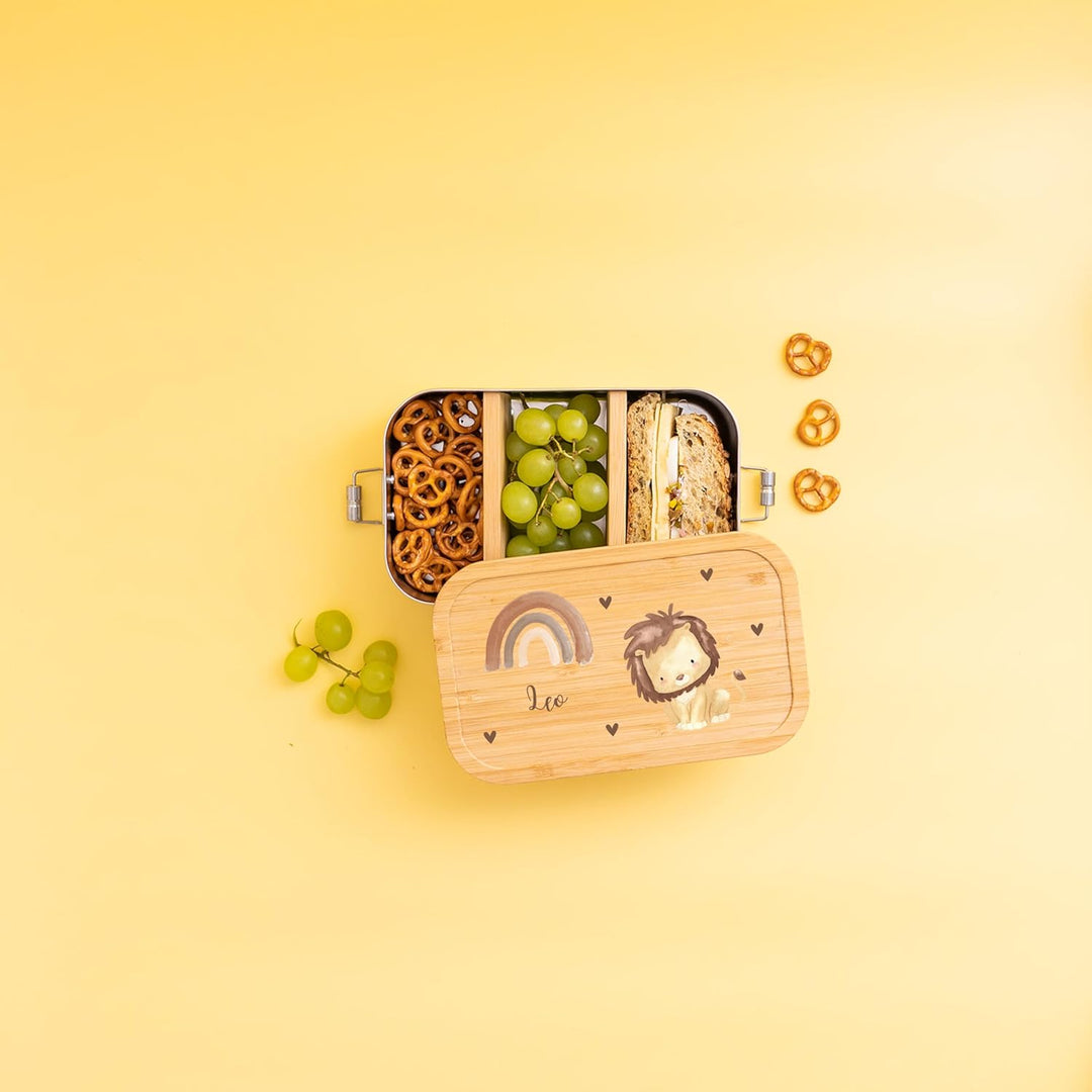 Personalisierte Brotdose für Kinder mit Spezial-Druck - Robuste Edelstahl Brotdose - Personalisierte