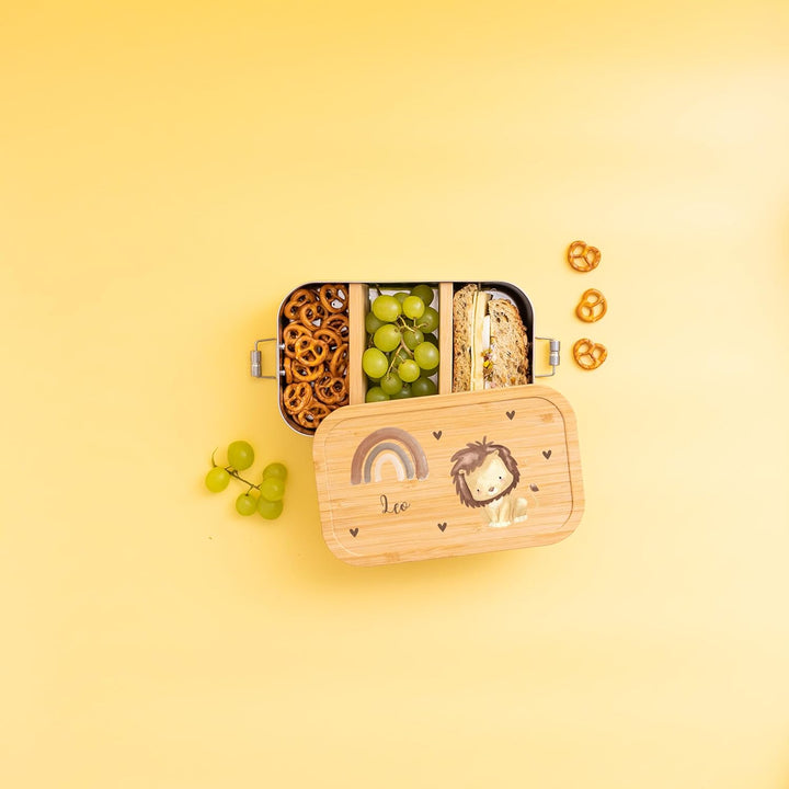 Personalisierte Brotdose für Kinder mit Spezial-Druck - Robuste Edelstahl Brotdose - Personalisierte