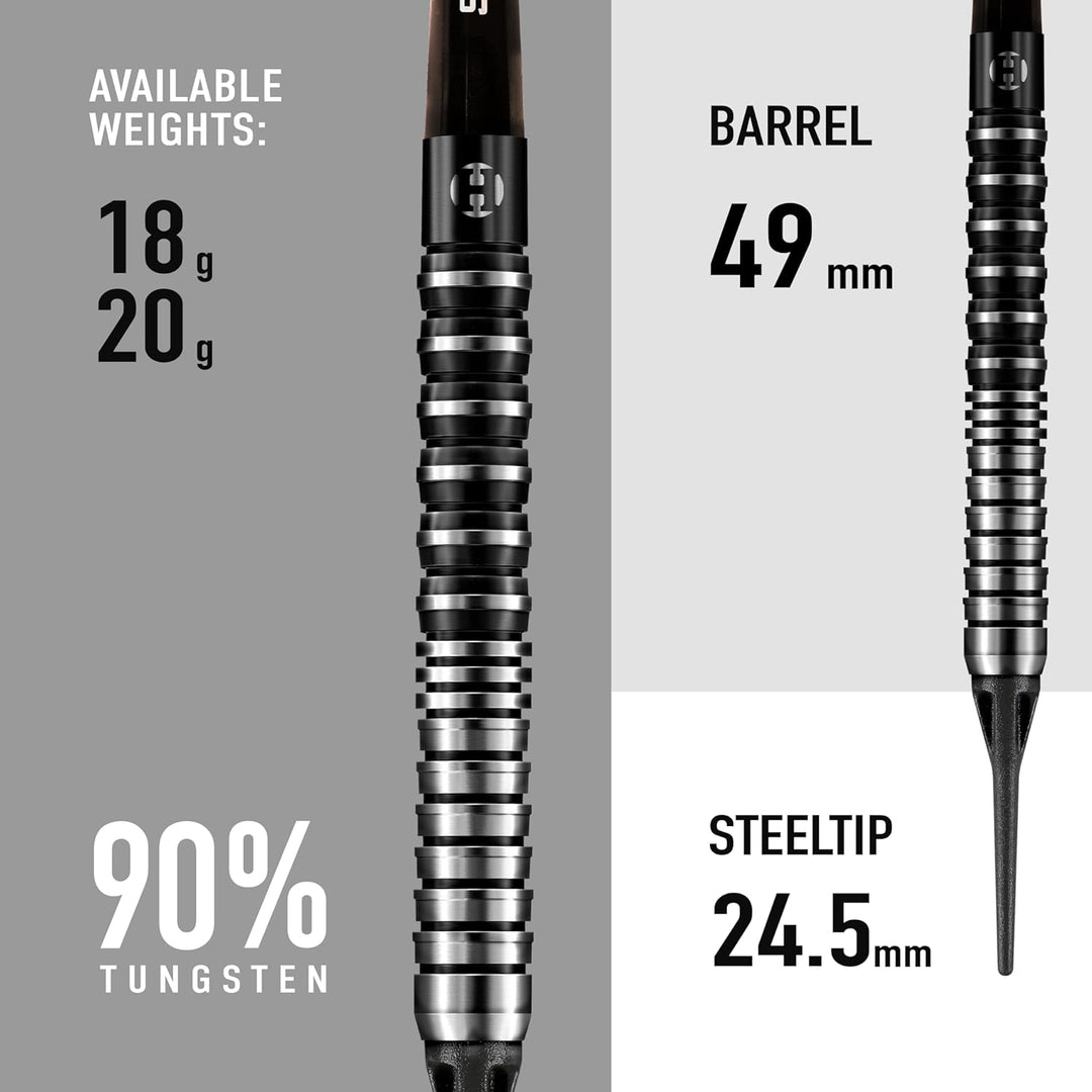 Harrows Predator Darts-Set mit weicher Spitze aus 90% Wolfram – 18 g und 20 g – inklusive Ultra Trac