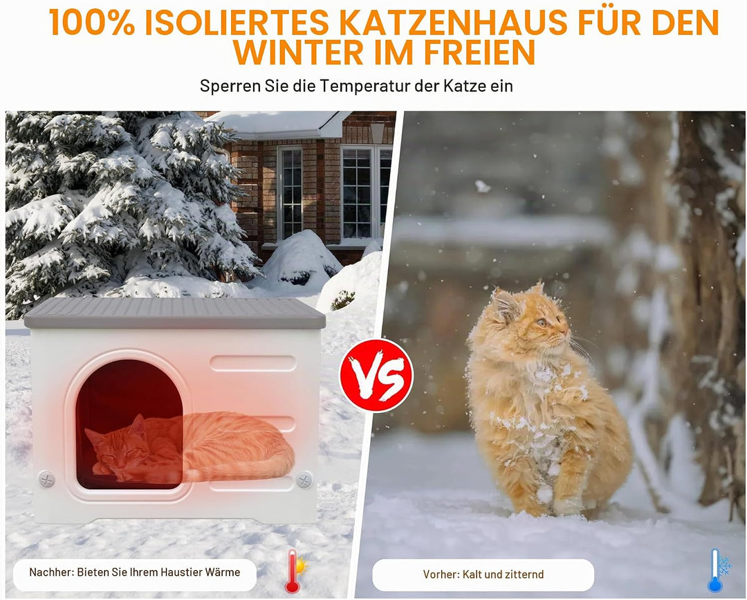Katzenhäuser mit isolierter Auskleidung für Indoor-Katzen Kunststoff verwildert Outdoor-Katzenhaus W