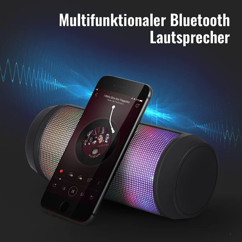 Bluetooth Lautsprecher Tragbarer Musikbox LED Bluetooth Box Kabellos mit Freisprechfunktion für Hand