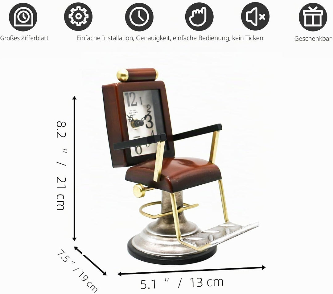 YOUKI Retro Stuhl Tischuhren,Tischuhren Modern,Standuhr Wohnzimmer,Tischuhr analog,Leise Tischuhr,Ba