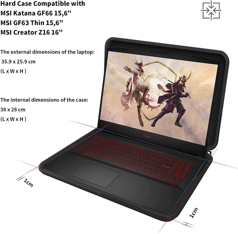 Smatree 15,6 Zoll Hartschalen Laptoptasche nur Kompatibel mit MSI Katana GF66 15,6"/MSI GF63 Thin 15