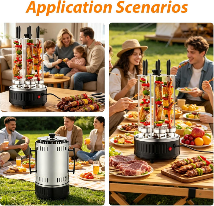 Vertikaler Elektrischer Grill, Elektrischer BBQ Tischgrill Vertikalgrill aus Edelstahl, Elektrogrill