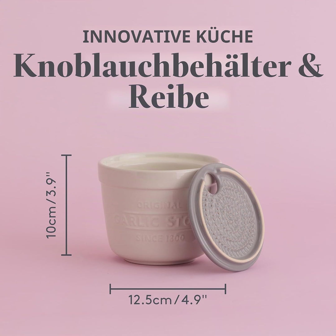 Mason Cash Knoblauchbehälter, Steingut, weiss, 12,5 x 12,5 x 10 cm, Knoblauchbeh&amp;