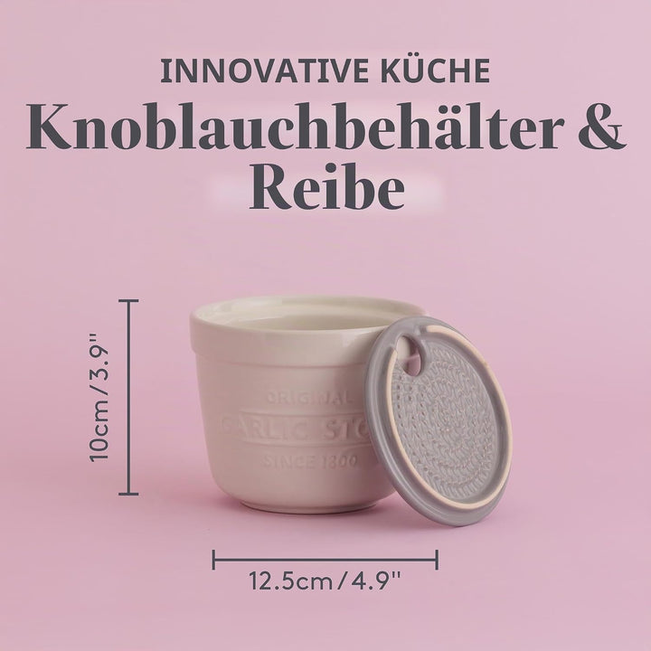 Mason Cash Knoblauchbehälter, Steingut, weiss, 12,5 x 12,5 x 10 cm, Knoblauchbeh&amp;