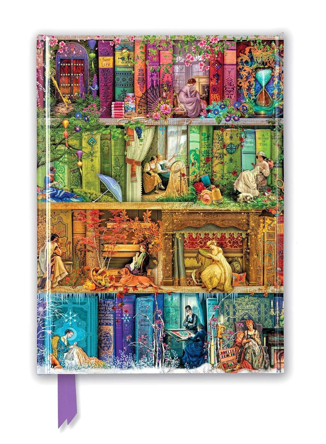 Premium Notizbuch DIN A5: Aimee Stewart, Bücherregal Carpe Diem: Unser hochwertiges, liniertes Blank