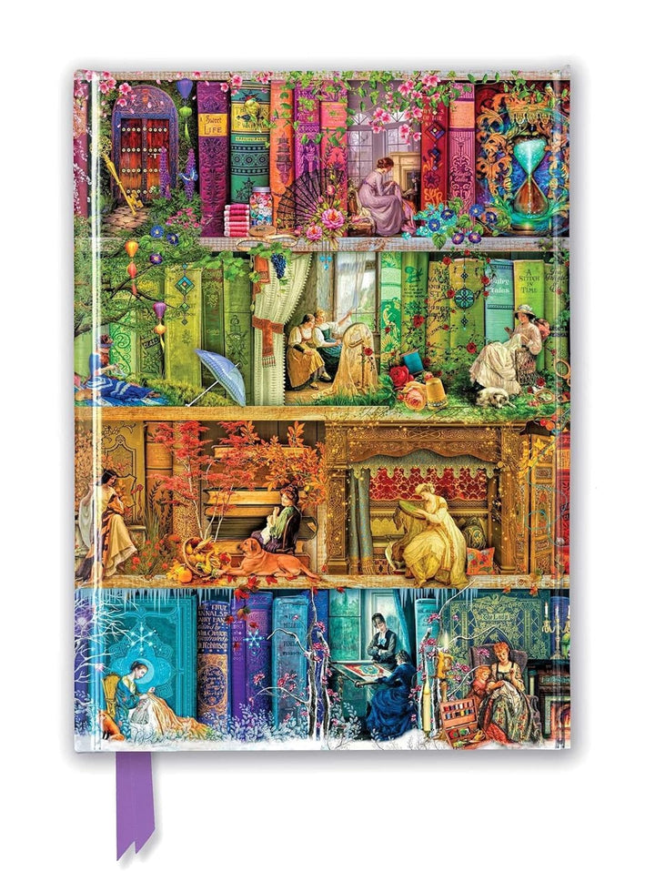 Premium Notizbuch DIN A5: Aimee Stewart, Bücherregal Carpe Diem: Unser hochwertiges, liniertes Blank