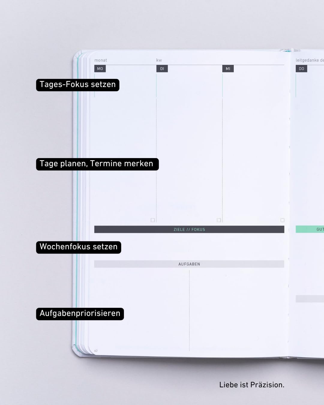 KLARHEIT KALENDER undatiert mit 52 Wochen (A5)– dein Organizer, Terminplaner, Notizbuch und Terminka