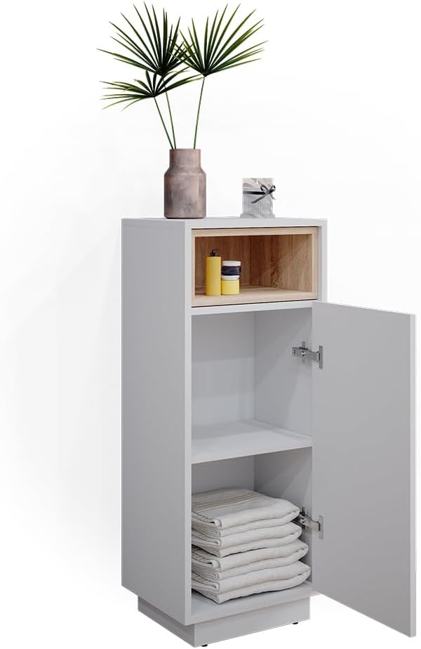 Vicco Midischrank Beatrice, Weiss, 38 x 93 cm, zur Aufbewahrung im Bad kombinierbar mit Beatrice Ser