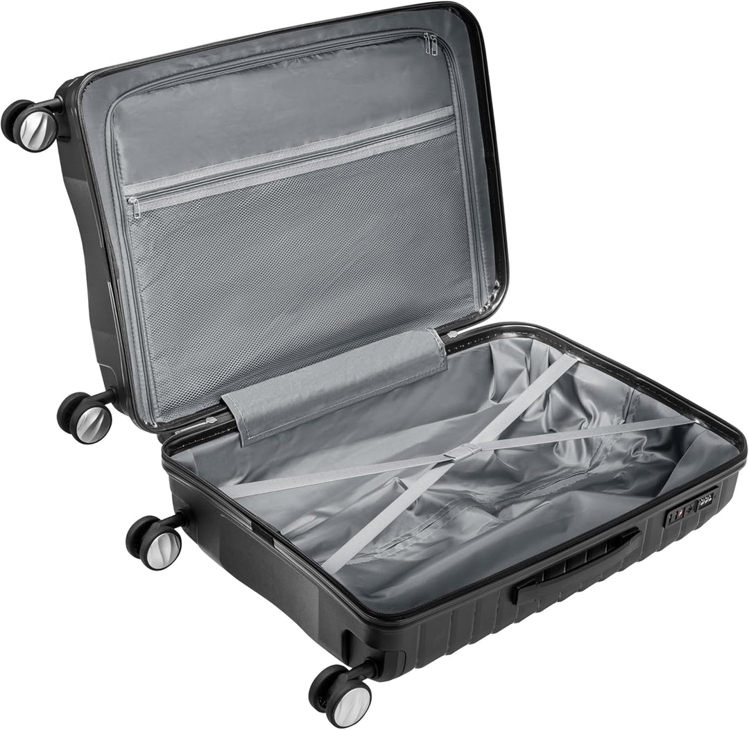 Zelsius Koffer Set 4 Stück, Schwarz | Hartschalenkoffer mit TSA Zahlenschloss, Doppelrollen und Inne