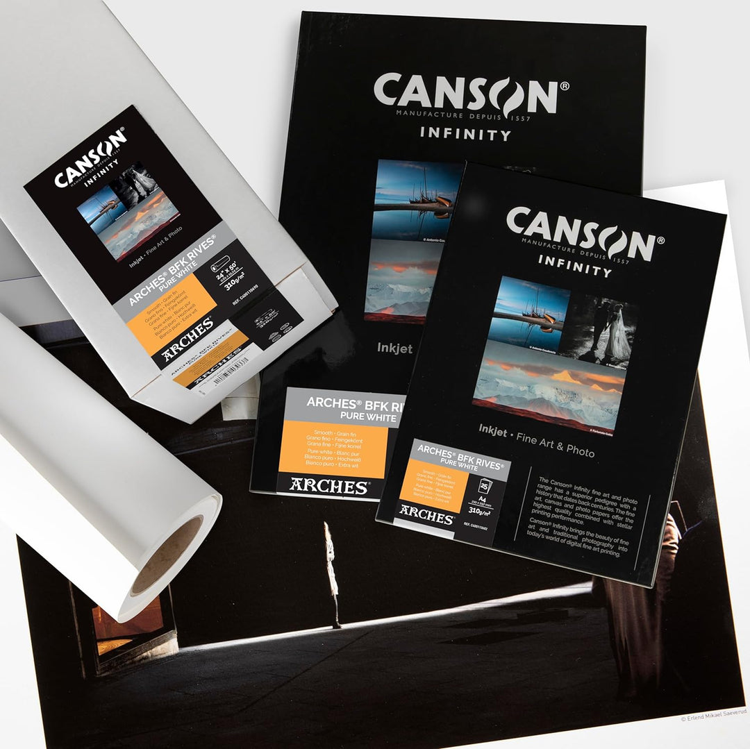 Canson Infinity BFK Rives Fotopapier, A3, strukturiert, reinweiss, 25 Blatt, 310 g