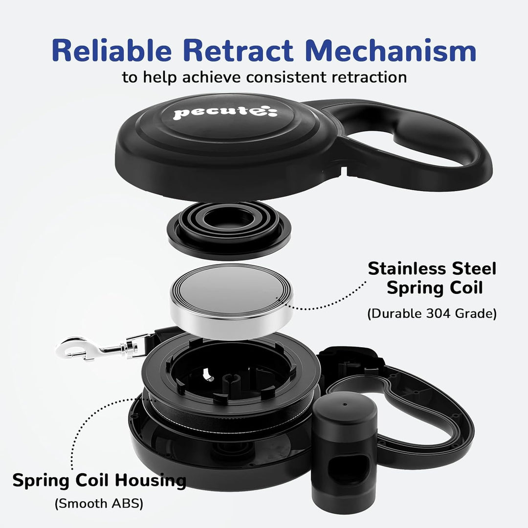 pecute Hundeleine 10m, Rollleine für Hunde, 360° Verhedderungsfreier Leinenverlängerung, Anti-Rutsch