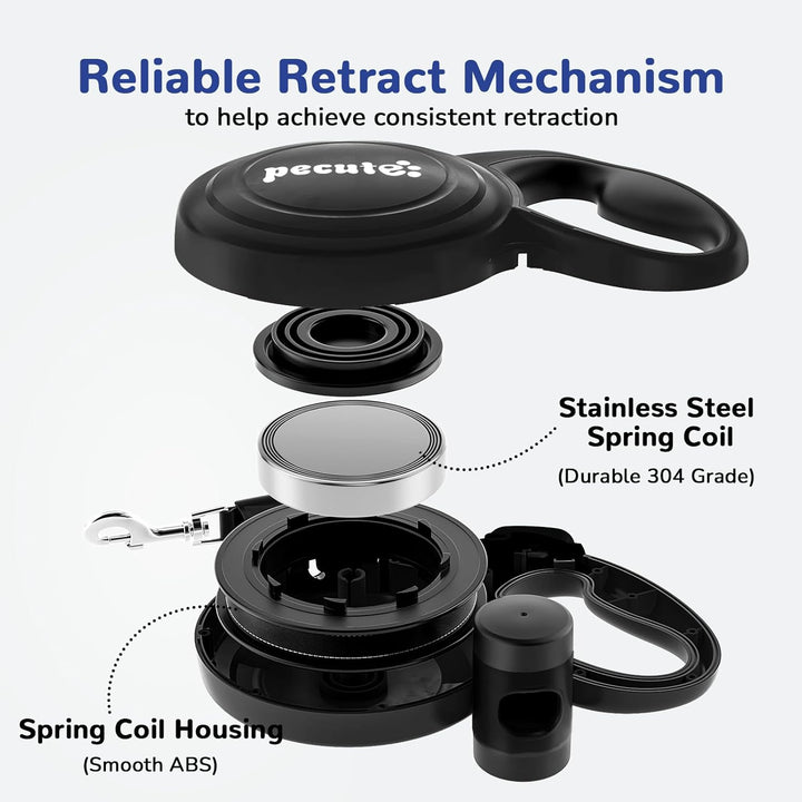 pecute Hundeleine 10m, Rollleine für Hunde, 360° Verhedderungsfreier Leinenverlängerung, Anti-Rutsch