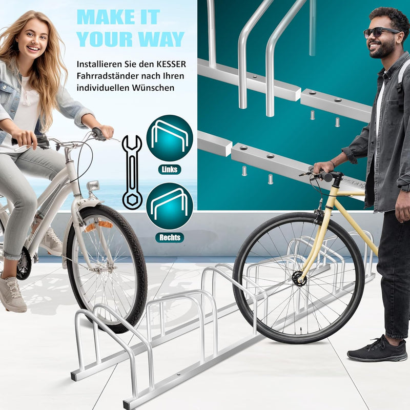 KESSER® Fahrradständer für 6 Fahrräder inkl. Parkschild | Mehrfachständer mit 37cm Radabstand für 30