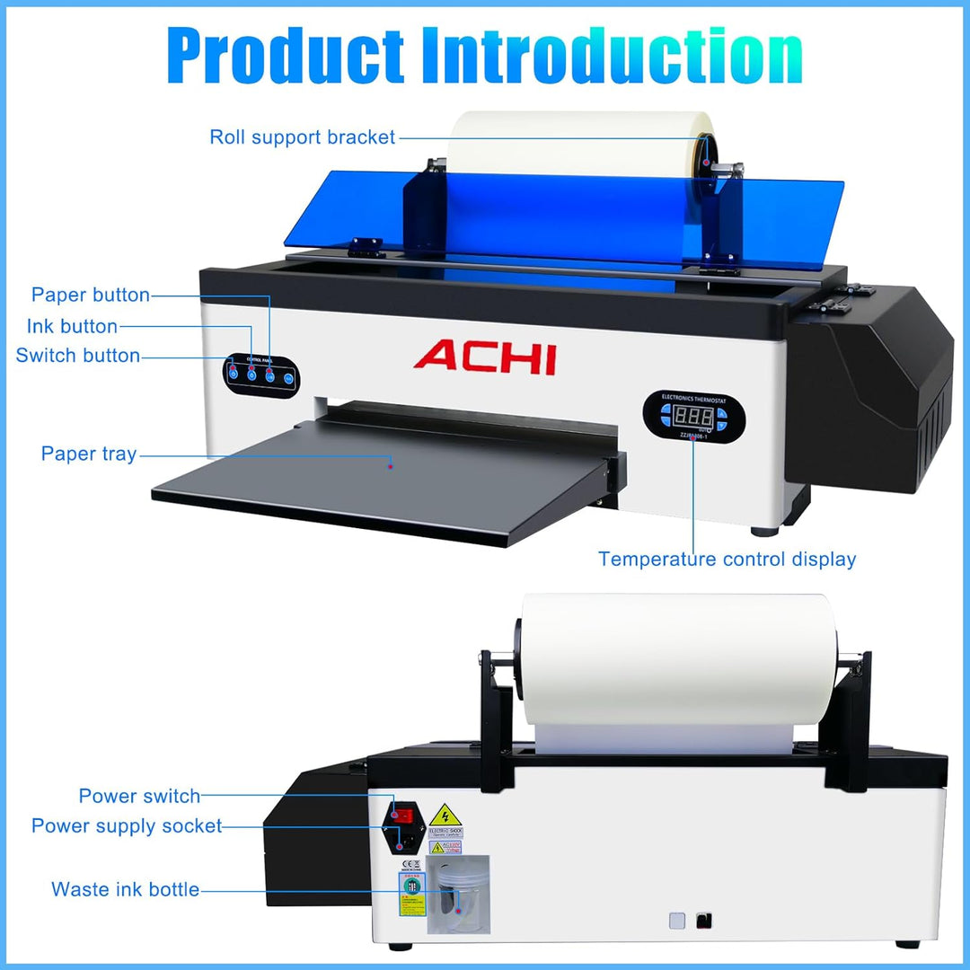 R1390 DTF Drucker-Kit mit Backofen, 250 ml Tintenset, 100 m Rollfolien und Zubehör