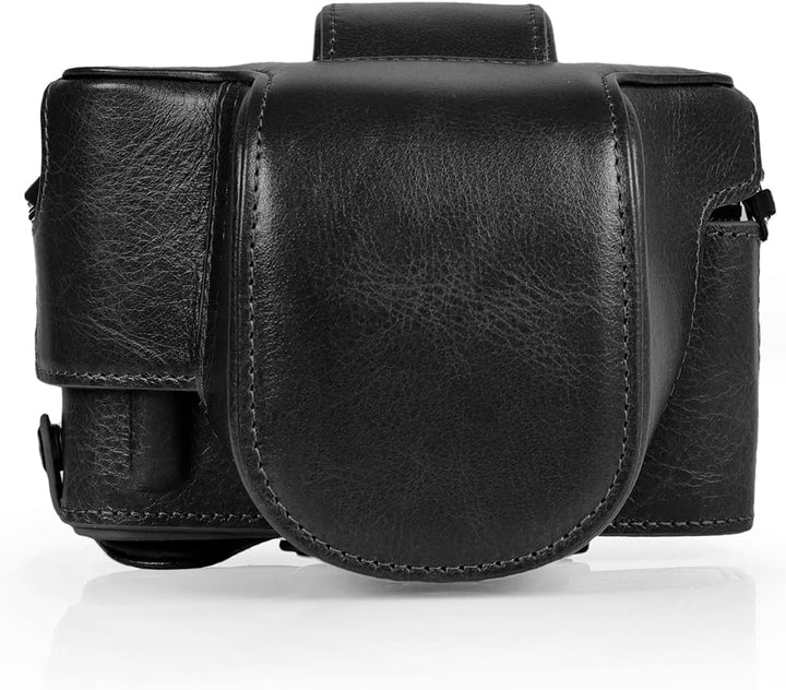 MegaGear Ever Ready Echtleder-Kameratasche kompatibel mit Nikon Z fc (16-50 mm) (Black), MG2010, Sch