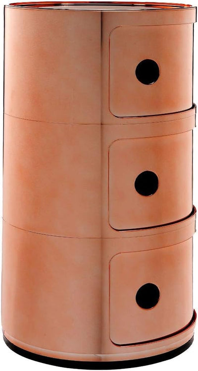 Kartell Componibili, 3 Elements, Kupfer, Runde Basis 3-fächer Kupfer, 3-fächer Kupfer
