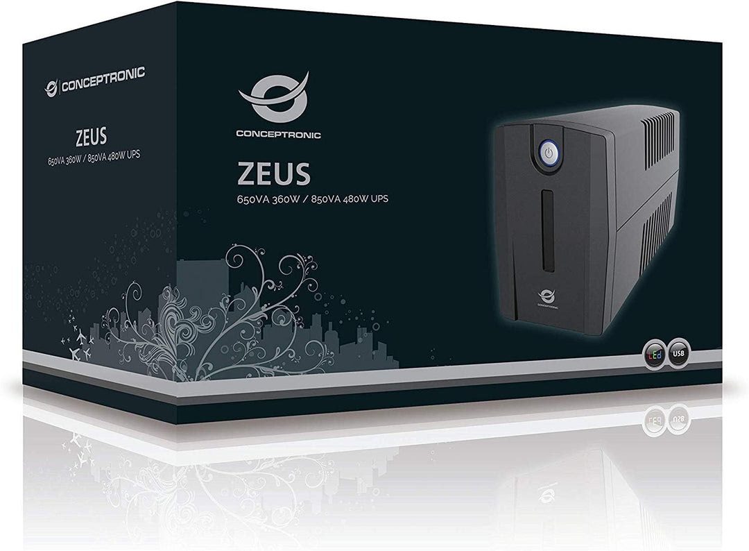 Conceptronic ZEUS02E 850VA 480W USV, 4 x IEC Socket 850 VA / 480 W 4 x IEC socket, 850 VA / 480 W 4