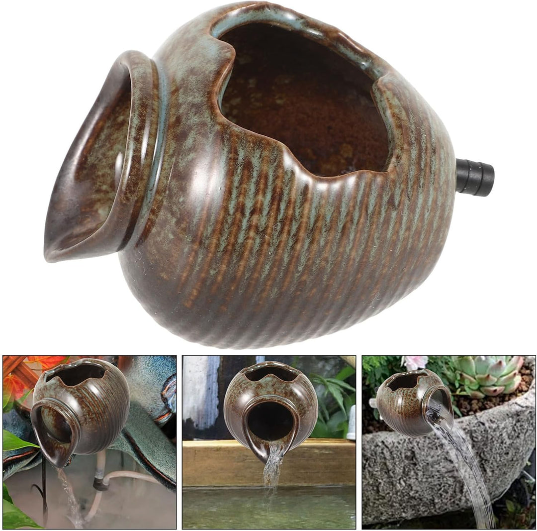 VANZACK Gartenbrunnen Im Freien Wasserspeier Für Teich Wasserspiel Pumpe DIY-Keramiktopf-Dekoration