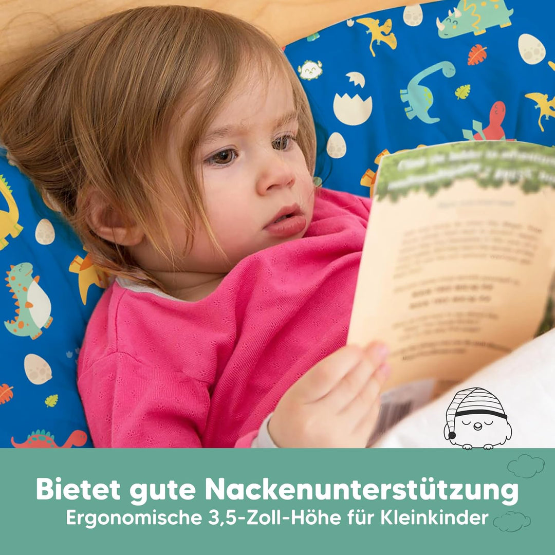 Kopfkissen Kleinkind mit Kissenbezug - Weich Bio Baumwolle Kissen Kinder zum Schlafen - Waschbar Kle