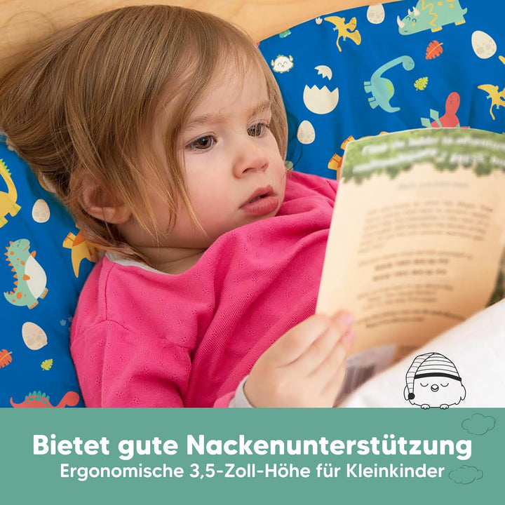 Kopfkissen Kleinkind mit Kissenbezug - Weich Bio Baumwolle Kissen Kinder zum Schlafen - Waschbar Kle