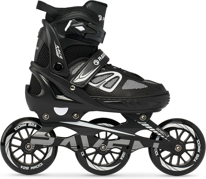Inlineskates Inliner optional als 2in1 Raven Advance Big Wheels verstellbar Black mit Kufen 35-39, B