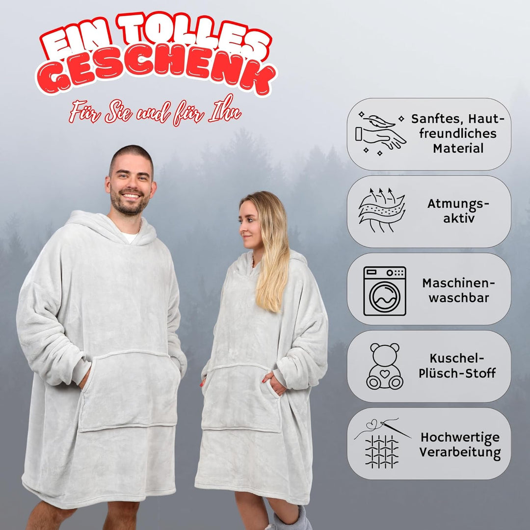 NorthHeat Beheizter Kuschel Hoodie | flauschige Ärmel Decke beheizbar | perfekt für Freundin, Mama u