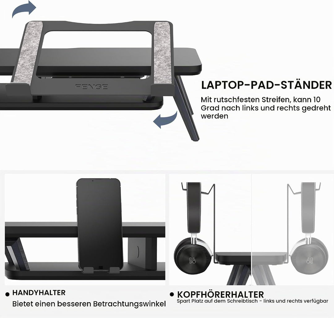 Fenge Dual Monitorständer mit Laptop Halterung/Telefon Halter/Headset Halterung, 2 Etagen Gross Mult
