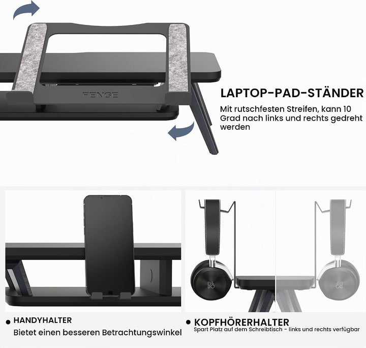 Fenge Dual Monitorständer mit Laptop Halterung/Telefon Halter/Headset Halterung, 2 Etagen Gross Mult