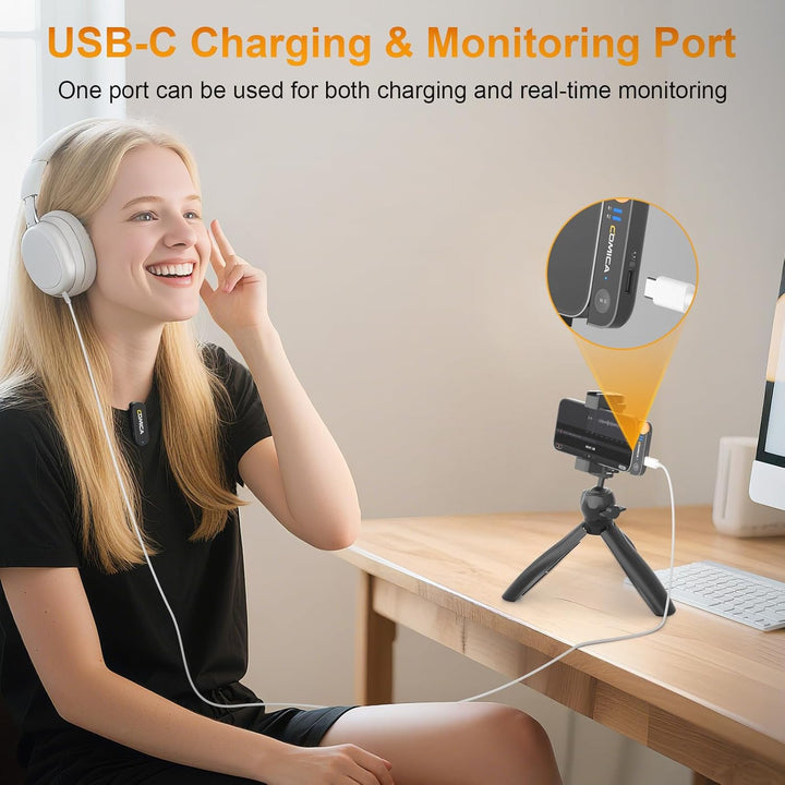 comica Vimo-S UC 2.4GHz Lavalier Wireless Mikrofon für USB-C Android Smartphone mit Ladebox, 200M Üb