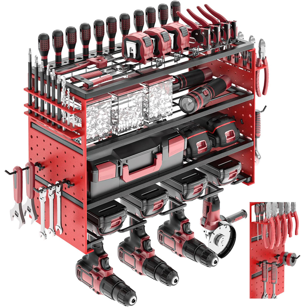 Werkzeug Wandhalterung,Schlagbohrschrauber Werkzeugregal mit 4 Steckplätze Heavyduty Elektrisch Wand