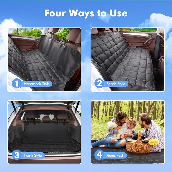 Hundedecke Auto Rückbank 4-in-1, 100% Wasserdicht, Rücksitz mit Seitenschutz, Hundesitz Auto Rückban