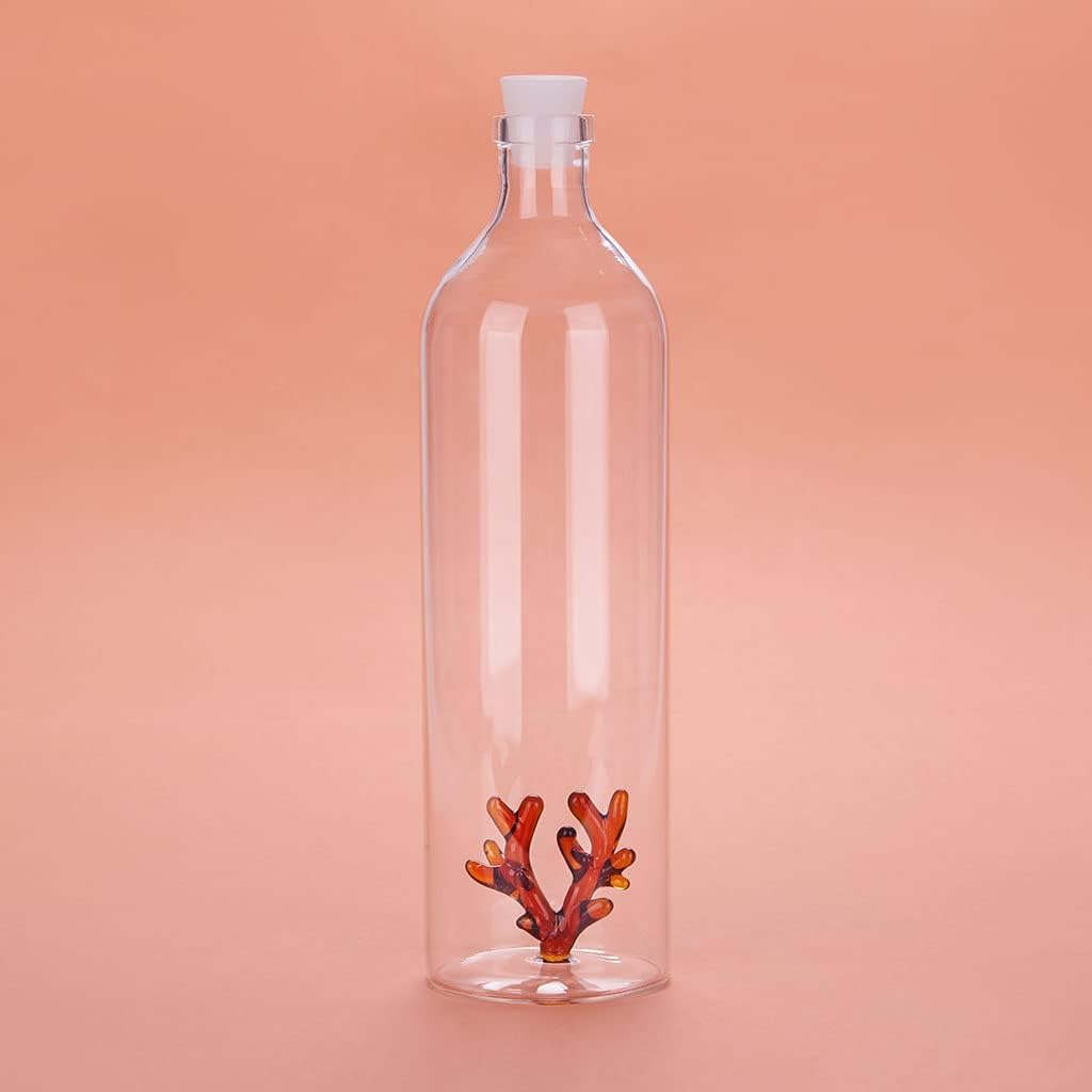 balvi Flasche Coral Bernsteinfarben Mit Figur in Form Einer Koralle Borosilikatglas