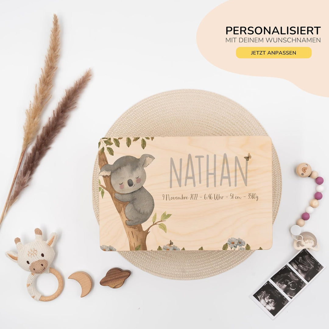 KIDSMOOD - Erinnerungsbox Baby, personalisierte Holzkiste mit Deckel, Ideal zur Aufbewahrung von Eri