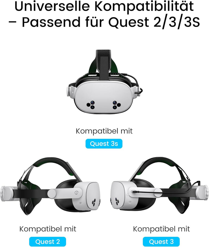 Headstrap für Meta Quest 3 mit 8000mAh Akku, Elite Strap Zubehör für Meta Quest 3S mit Verstellbarem