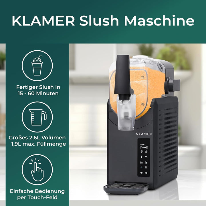 KLAMER Slush Maschine, mit 5 voreingestellten Programmen: Slushie, Cocktail, Milchshake, Frappé, Wei