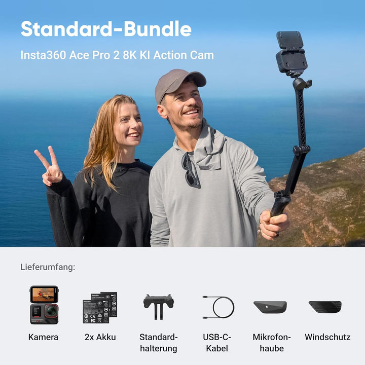 Insta360 Ace Pro 2 Pack Dual Akku – wasserdichte 8K-Action-Kamera mit Leica, 1/1,3 Zoll Sensor, Dual