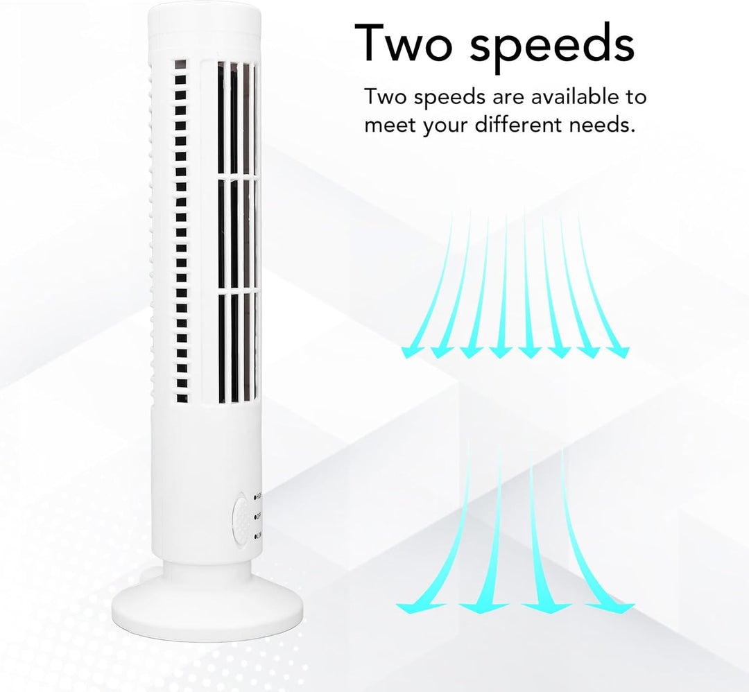 Luqeeg Desktop-Turmventilator, Flügelloser Standventilator, 2 Geschwindigkeiten Einstellbarer Tischv