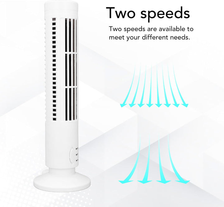 Luqeeg Desktop-Turmventilator, Flügelloser Standventilator, 2 Geschwindigkeiten Einstellbarer Tischv