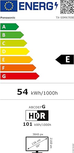 Panasonic TX-50MX700E, 50 Zoll 4K Ultra HD LED Smart TV, High Dynamic Range (HDR), Dolby Atmos & Dol